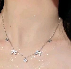 Bow Charm Necklace Anti tarnish