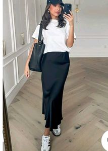 Combo Of Satin Skirt And Oversized Tshirt