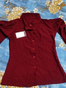 Maroon Button-Up Top