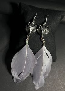 Wolf Feather Dangle Earrings