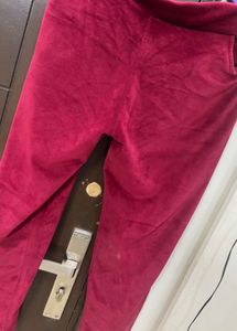 Maroon Velvet Casual Pants
