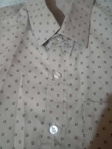 Coffee Brown Dotted Long Sleeve Button-Down Shirt
