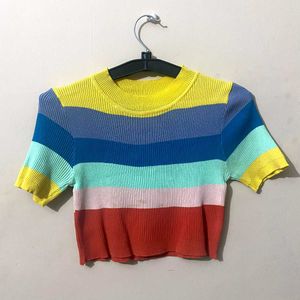 Striped Ribbed Crop Top