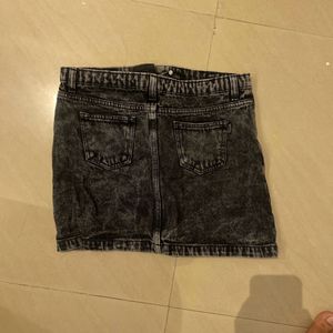 Acid Wash Denim Mini Skirt