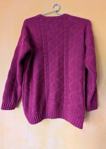 Dark pink Knit Pullover Sweater