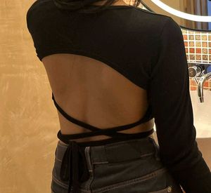 Ribbed Open Back Cross Top