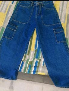 Cargo Denim High Rise Jeans Six Pockets