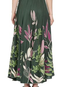 Olive Green Skirt With Floral Design XL