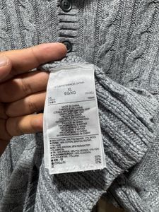 GAP Grey Cable Knit Mock Neck Sweater