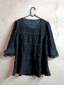 Stylish Women's Lace Top Layered Blouson Black 🖤