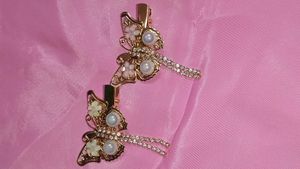 Golden Butterfly Crystal Hair Clips – Set of 2