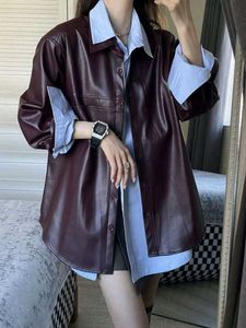Solid PU Leather Look  CASUAL Jacket
