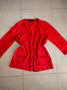 Red Button-Down Cardigan 🍂🍁🍄🏵️🔥🦐