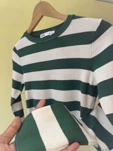 Zara Striped Knit Crop Top