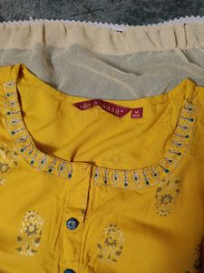 Yellow Printed Kurti