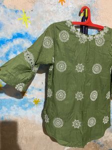Green Embroidered Top