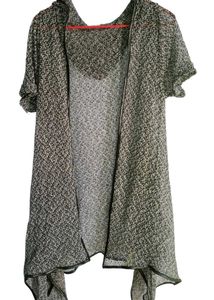 Stylish Hooded Net Shrug | Asymmetrical Hem |
