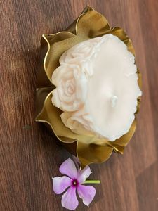 Rose Candle in Gold Diya Holder