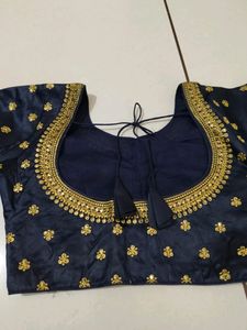 Navy Blue Beautiful Embroidery Design Blouse