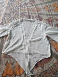 White Sheer Tie-Front Top