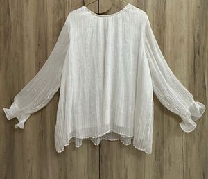 White Pleated Sleeve Top