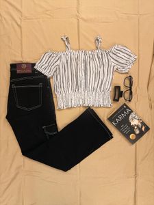 Striped Cold Shoulder Top
