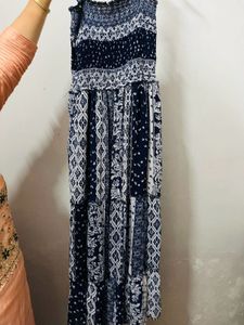 Printed Blue Maxi Dress