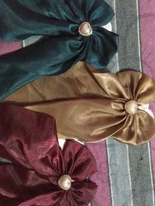 Shimmering Heart Hair Bows Set Of 3