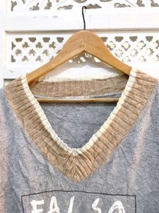 Oversized Grey Stripped Pullover B