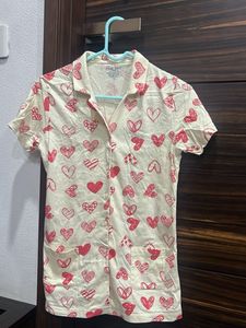 Heart Print Night suit