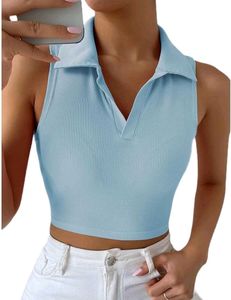 Blue Collared Tank Top