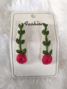 Floral Embroidered Hair Clips