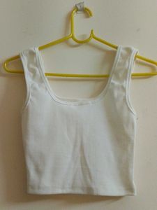 White Ribbed Tank Top