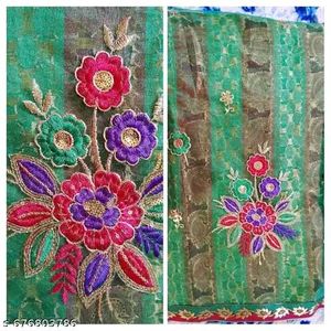 Emerald Green Embroidered Saree With Blouse