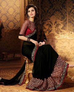 Elegant Black &amp; Gold Saree