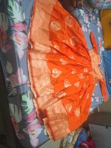 Orange Banarasi Silk Anarkali