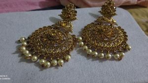 Big Golden Perl Earing Set