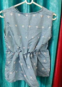 Blue Embroidered Top