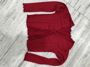 Burgundy Tie-Front Crop Top