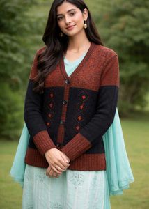Elegant Two-Tone Knit Cardigan