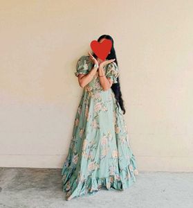Umbrella Frills Gown With Matching Bow Hair Clip
