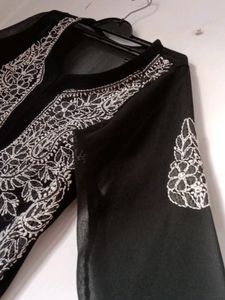 Beautiful Chikankari Black And White Kurti
