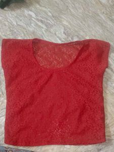 Red Lace Crop Top