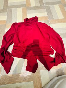 Red High Neck Top