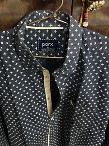 Parx Blue Patterned Shirt