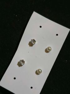 Earring Stud Set: Pearl & Crystal