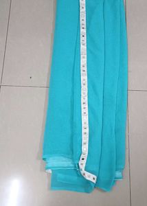 sky blue Saree with Silver white Border