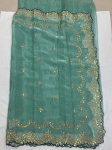 Elegant Green Embroidered Saree