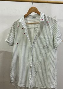 Striped button Up with heart Detailing
