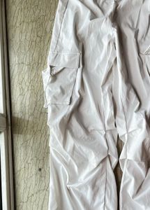 White Parachute Cargo Pants